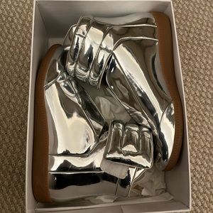 Maison Margiela High Top Metallic Silver Sneakers - Made in Italy